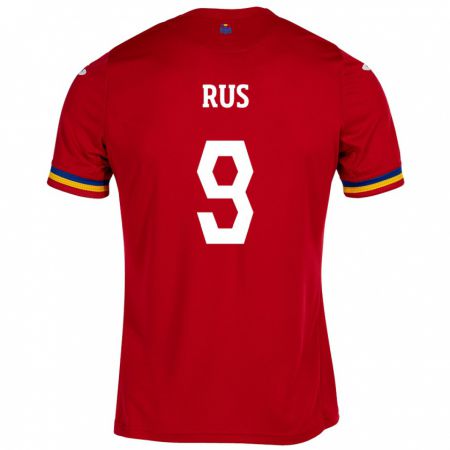 Kandiny Herren Rumänische Laura Rus #9 Rot Auswärtstrikot Trikot 24-26 T-Shirt