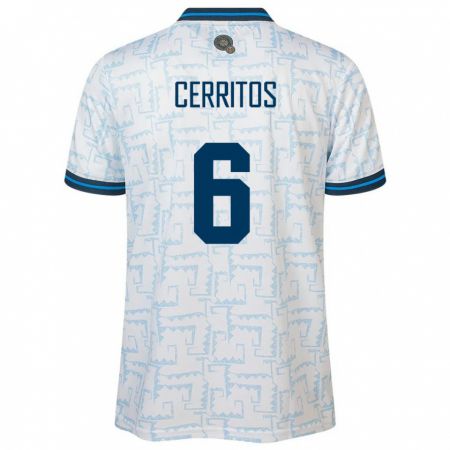 Kandiny Herren El Salvador Mauricio Cerritos #6 Weiß Auswärtstrikot Trikot 24-26 T-Shirt