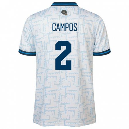 Kandiny Herren El Salvador Adonis Campos #2 Weiß Auswärtstrikot Trikot 24-26 T-Shirt