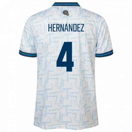 Kandiny Herren El Salvador Elaily Hernández #4 Weiß Auswärtstrikot Trikot 24-26 T-Shirt