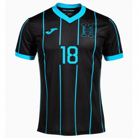 Kandiny Herren Honduras Marlon Licona #18 Schwarz Auswärtstrikot Trikot 24-26 T-Shirt