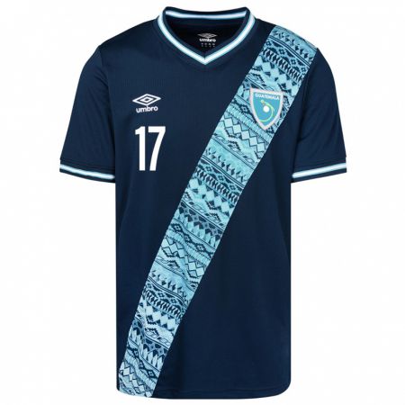 Kandiny Herren Guatemala Óscar Castellanos #17 Blau Auswärtstrikot Trikot 24-26 T-Shirt