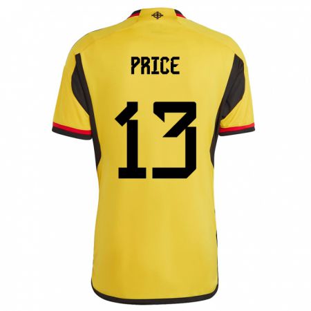 Kandiny Herren Nordirland Isaac Price #13 Weiß Auswärtstrikot Trikot 24-26 T-Shirt