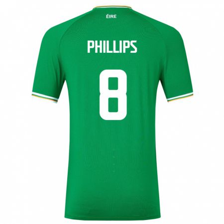 Kandiny Damen Irische Killian Phillips #8 Grün Heimtrikot Trikot 24-26 T-Shirt