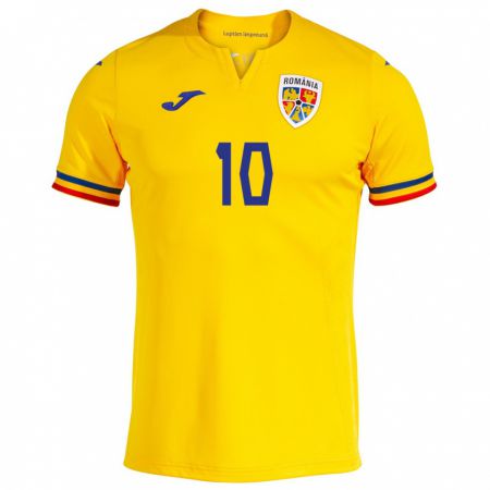 Kandiny Damen Rumänische Octavian Popescu #10 Gelb Heimtrikot Trikot 24-26 T-Shirt