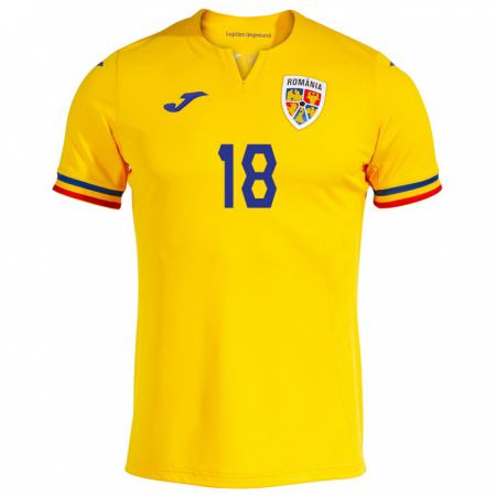 Kandiny Damen Rumänische Răzvan Marin #18 Gelb Heimtrikot Trikot 24-26 T-Shirt
