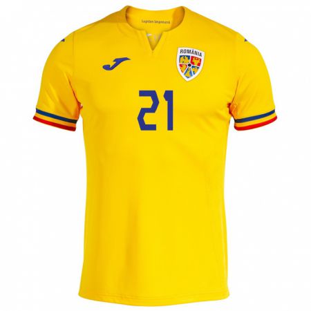 Kandiny Damen Rumänische Cristian Mihai #21 Gelb Heimtrikot Trikot 24-26 T-Shirt