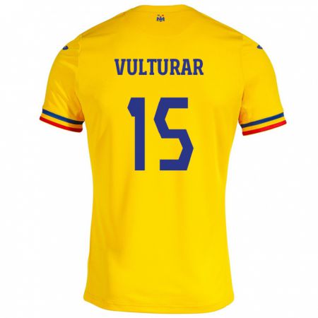 Kandiny Damen Rumänische Cătălin Vulturar #15 Gelb Heimtrikot Trikot 24-26 T-Shirt