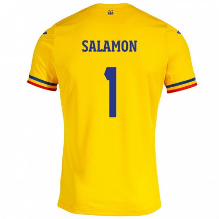 Kandiny Damen Rumänische Szidonia Salamon #1 Gelb Heimtrikot Trikot 24-26 T-Shirt