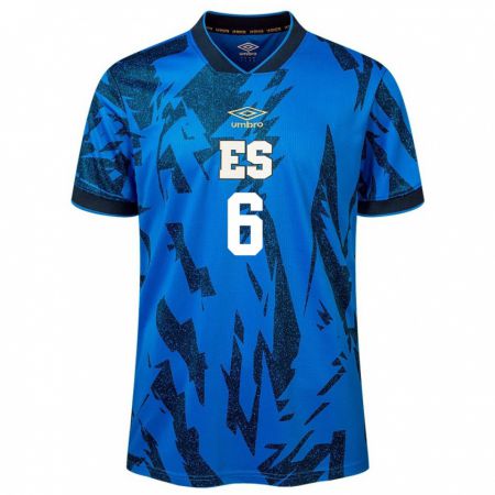 Kandiny Damen El Salvador Alejandra Chirino #6 Blau Heimtrikot Trikot 24-26 T-Shirt