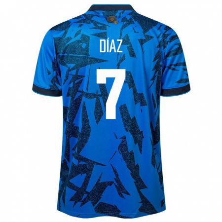 Kandiny Damen El Salvador Nelson Díaz #7 Blau Heimtrikot Trikot 24-26 T-Shirt