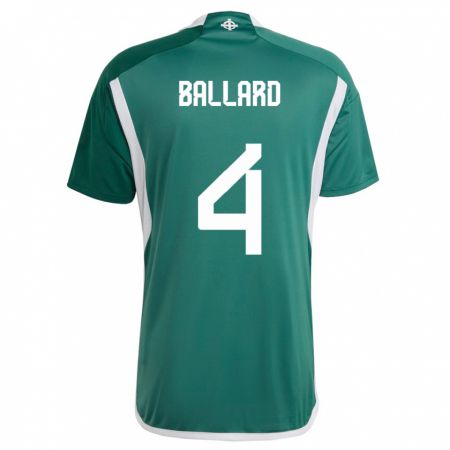Kandiny Damen Nordirland Daniel Ballard #4 Grün Heimtrikot Trikot 24-26 T-Shirt