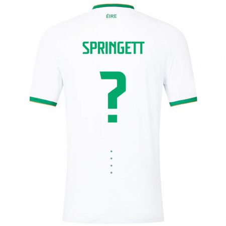 Kandiny Damen Irische Tony Springett #0 Weiß Auswärtstrikot Trikot 24-26 T-Shirt