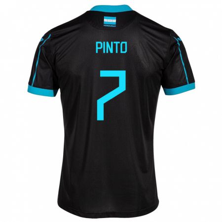 Kandiny Damen Honduras José Pinto #7 Schwarz Auswärtstrikot Trikot 24-26 T-Shirt
