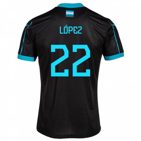 Kandiny Damen Honduras Luis López #22 Schwarz Auswärtstrikot Trikot 24-26 T-Shirt