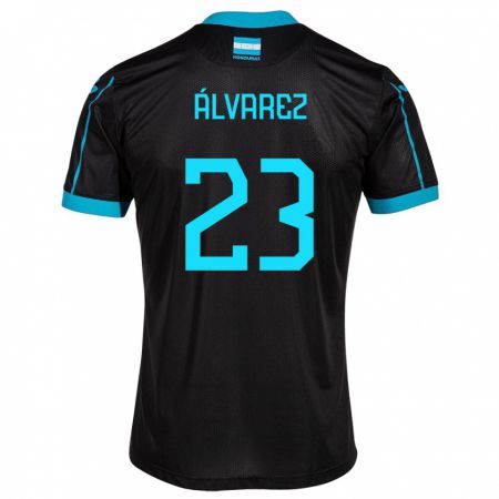 Kandiny Damen Honduras Jorge Álvarez #23 Schwarz Auswärtstrikot Trikot 24-26 T-Shirt