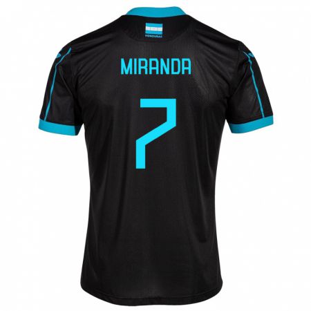 Kandiny Damen Honduras Jeffry Miranda #7 Schwarz Auswärtstrikot Trikot 24-26 T-Shirt