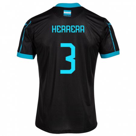 Kandiny Damen Honduras David Herrera #3 Schwarz Auswärtstrikot Trikot 24-26 T-Shirt