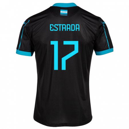 Kandiny Damen Honduras Saúl Estrada #17 Schwarz Auswärtstrikot Trikot 24-26 T-Shirt