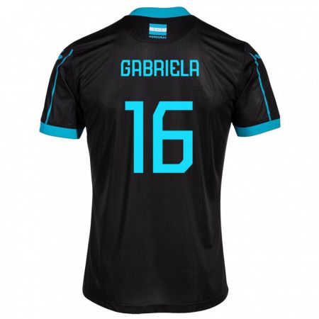 Kandiny Damen Honduras Gabriela García #16 Schwarz Auswärtstrikot Trikot 24-26 T-Shirt