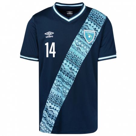 Kandiny Damen Guatemala Kevin Illescas #14 Blau Auswärtstrikot Trikot 24-26 T-Shirt