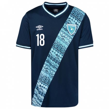 Kandiny Damen Guatemala Óscar Santis #18 Blau Auswärtstrikot Trikot 24-26 T-Shirt