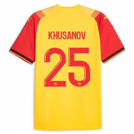 Kandiny Kinder Abdukodir Khusanov #25 Gelb Heimtrikot Trikot 2023/24 T-Shirt