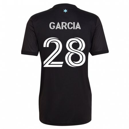 Kandiny Kinder Mender García #28 Schwarz Heimtrikot Trikot 2023/24 T-Shirt