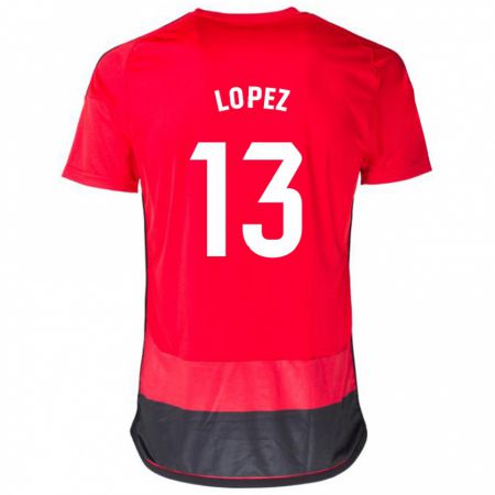 Kandiny Kinder Luis López #13 Rot Schwarz Heimtrikot Trikot 2023/24 T-Shirt