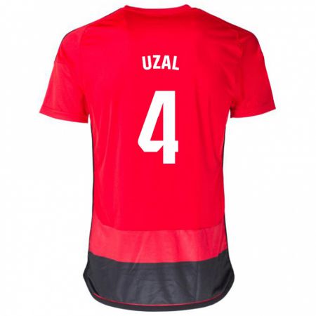 Kandiny Kinder Yeray Uzal #4 Rot Schwarz Heimtrikot Trikot 2023/24 T-Shirt