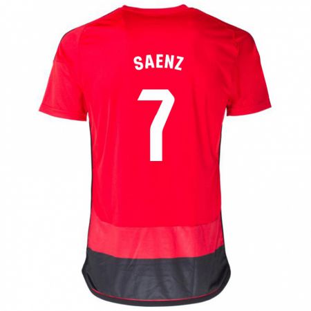 Kandiny Kinder Raúl Sáenz #7 Rot Schwarz Heimtrikot Trikot 2023/24 T-Shirt