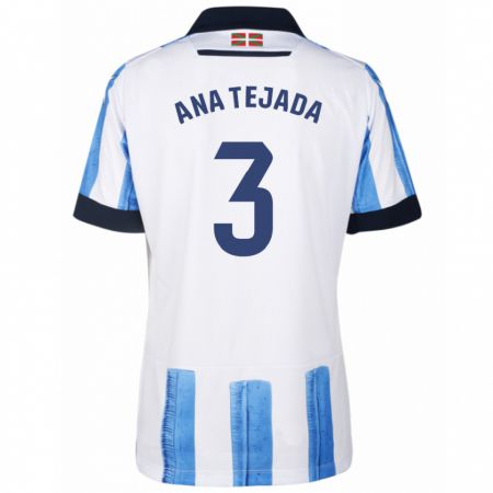 Kandiny Kinder Ana Tejada Jiménez #3 Blau Weiss Heimtrikot Trikot 2023/24 T-Shirt