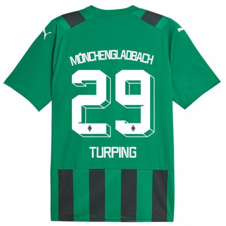 Kandiny Kinder Selim Turping #29 Schwarz Grün Auswärtstrikot Trikot 2023/24 T-Shirt