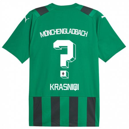 Kandiny Kinder Engjell Krasniqi #0 Schwarz Grün Auswärtstrikot Trikot 2023/24 T-Shirt