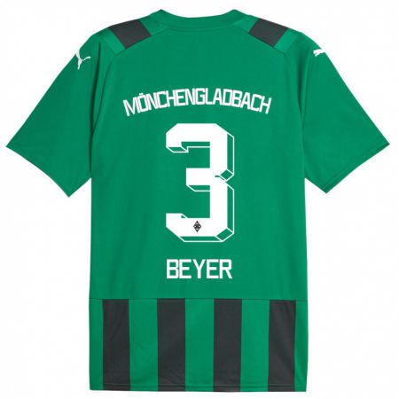 Kandiny Kinder Pia Beyer #3 Schwarz Grün Auswärtstrikot Trikot 2023/24 T-Shirt