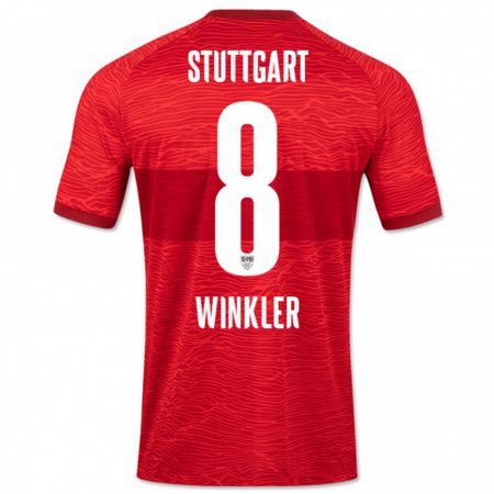 Kandiny Kinder Nathan Winkler #8 Rot Auswärtstrikot Trikot 2023/24 T-Shirt