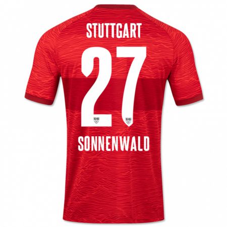 Kandiny Kinder Lukas Sonnenwald #27 Rot Auswärtstrikot Trikot 2023/24 T-Shirt