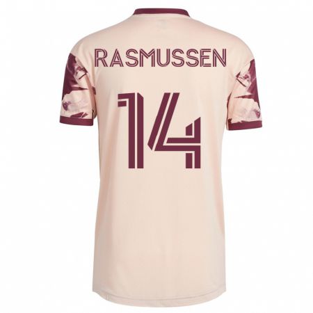 Kandiny Kinder Justin Rasmussen #14 Cremefarben Auswärtstrikot Trikot 2023/24 T-Shirt