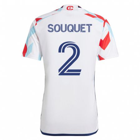 Kandiny Kinder Arnaud Souquet #2 Weiß Blau Auswärtstrikot Trikot 2023/24 T-Shirt