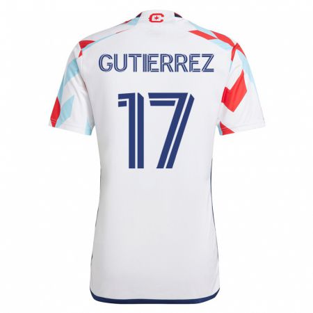 Kandiny Kinder Brian Gutiérrez #17 Weiß Blau Auswärtstrikot Trikot 2023/24 T-Shirt