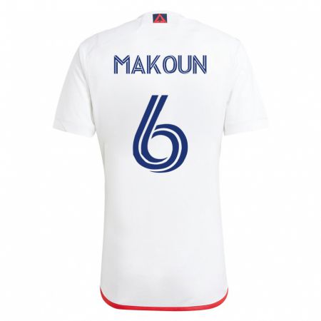Kandiny Kinder Christian Makoun #6 Weiß Rot Auswärtstrikot Trikot 2023/24 T-Shirt