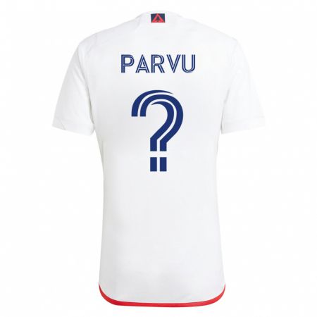 Kandiny Kinder Alexandru Parvu #0 Weiß Rot Auswärtstrikot Trikot 2023/24 T-Shirt