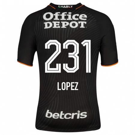 Kandiny Kinder Víctor López #231 Schwarz Auswärtstrikot Trikot 2023/24 T-Shirt
