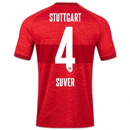 Kandiny Herren Jakov Suver #4 Rot Auswärtstrikot Trikot 2023/24 T-Shirt