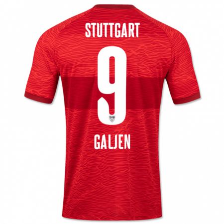 Kandiny Herren Dejan Galjen #9 Rot Auswärtstrikot Trikot 2023/24 T-Shirt