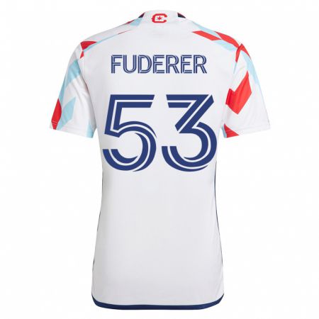Kandiny Herren Jake Fuderer #53 Weiß Blau Auswärtstrikot Trikot 2023/24 T-Shirt