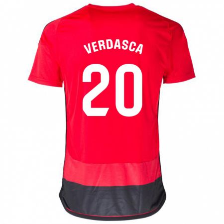 Kandiny Damen Diogo Verdasca #20 Rot Schwarz Heimtrikot Trikot 2023/24 T-Shirt