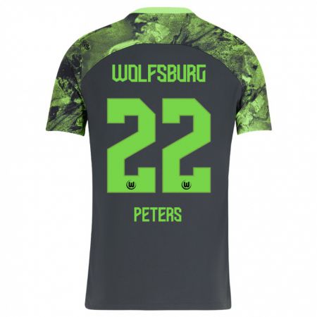 Kandiny Damen Laurin Peters #22 Dunkelgrau Auswärtstrikot Trikot 2023/24 T-Shirt