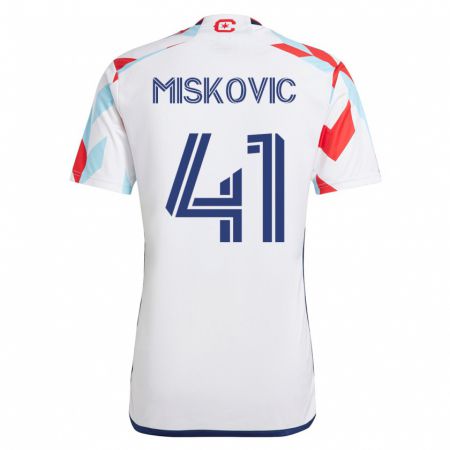 Kandiny Damen Mihajlo Miskovic #41 Weiß Blau Auswärtstrikot Trikot 2023/24 T-Shirt