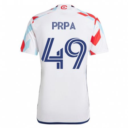 Kandiny Damen Luka Prpa #49 Weiß Blau Auswärtstrikot Trikot 2023/24 T-Shirt